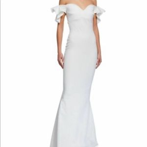 Chiara Boni - Italian made - pristine white off the shoulder long dress.
